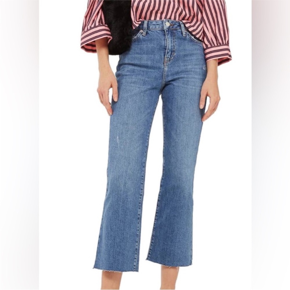 Topshop Womens Dree Cropped Kick Flare Jeans